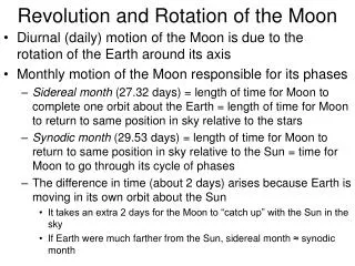 Revolution and Rotation of the Moon