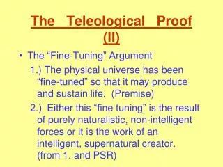 The Teleological Proof (II)