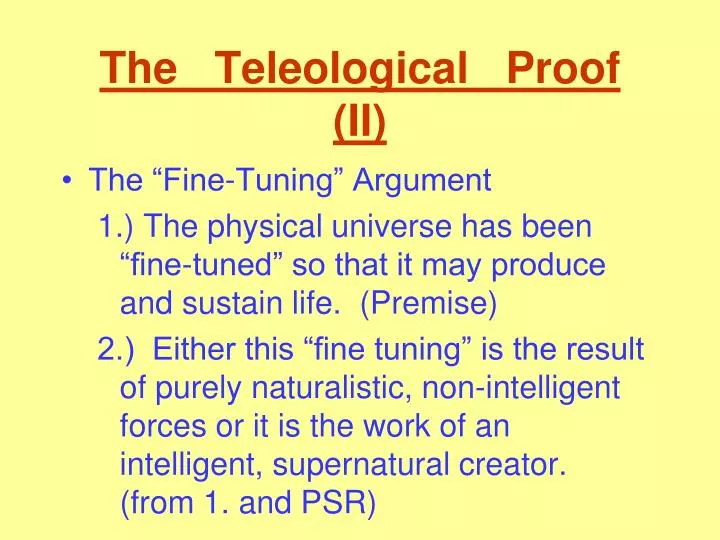 the teleological proof ii