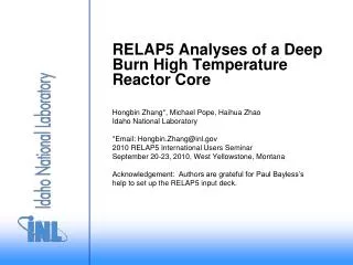 RELAP5 Analyses of a Deep Burn High Temperature Reactor Core