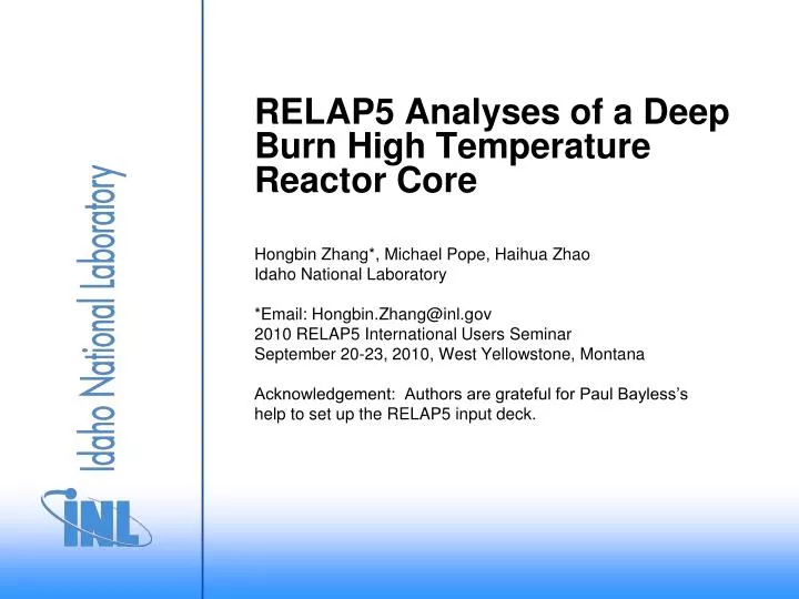 relap5 analyses of a deep burn high temperature reactor core