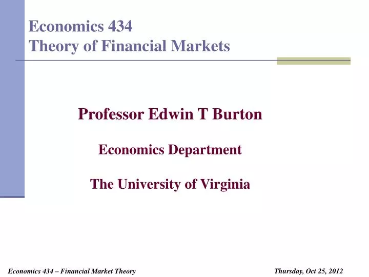 economics 434 theory of financial markets