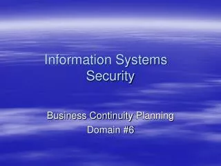 Information Systems	 Security