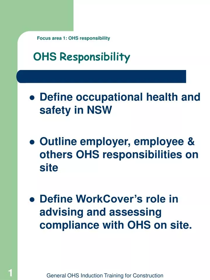 focus area 1 ohs responsibility ohs responsibility