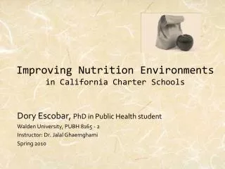 Improving Nutrition Environments in California Charter Schools