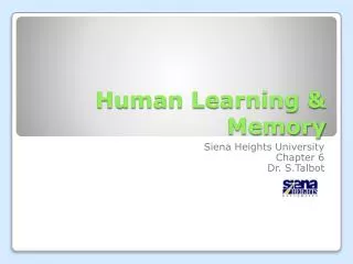 Human Learning &amp; Memory