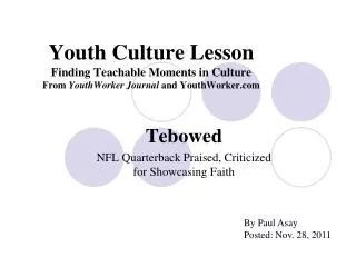 Tebowed NFL Quarterback Praised, Criticized for Showcasing Faith