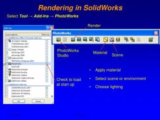 Rendering in SolidWorks