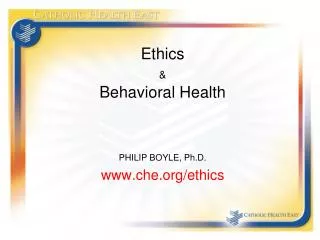 Ethics &amp; Behavioral Health