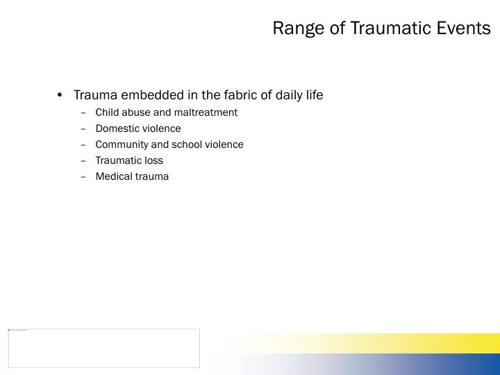 range of traumatic events
