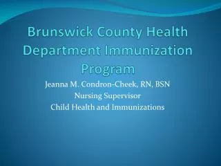 Brunswick County Health Department Immunization Program
