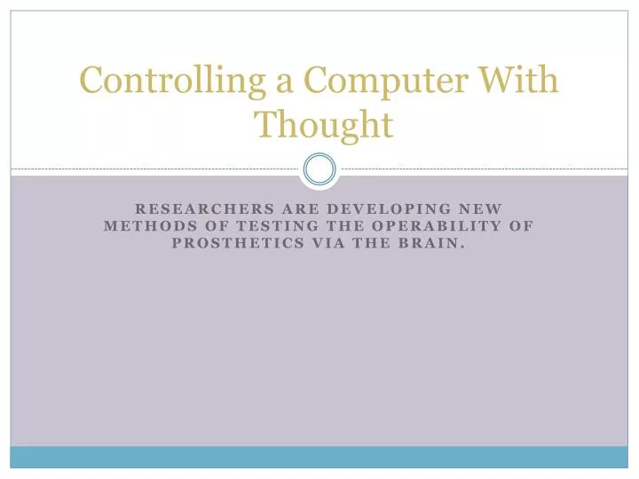 controlling a computer with thought