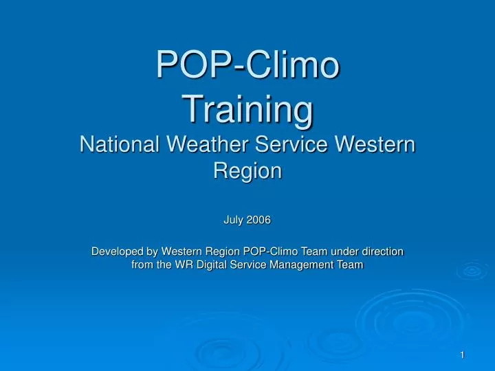 pop climo training national weather service western region