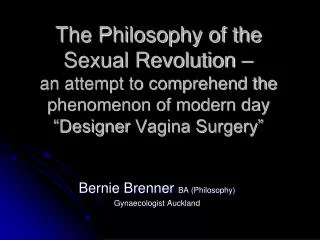 Bernie Brenner BA (Philosophy) Gynaecologist Auckland