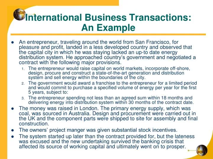 international business transactions an example