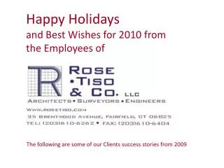 Happy Holidays and Best Wishes for 2010 from the Employees of