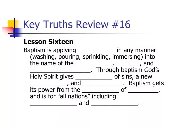 key truths review 16