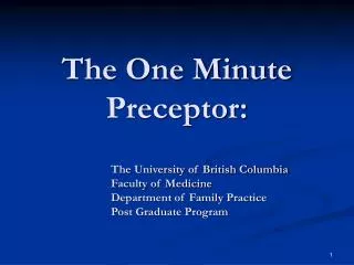 The One Minute Preceptor: