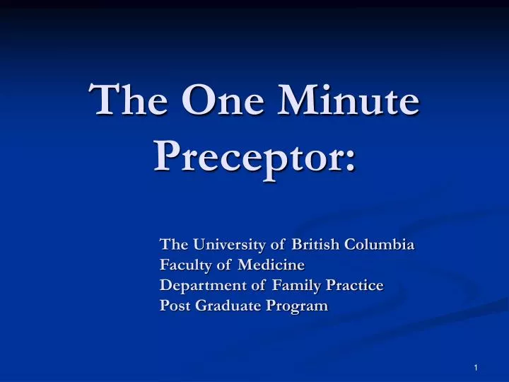 the one minute preceptor