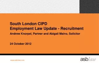 South London CIPD Employment Law Update - Recruitment