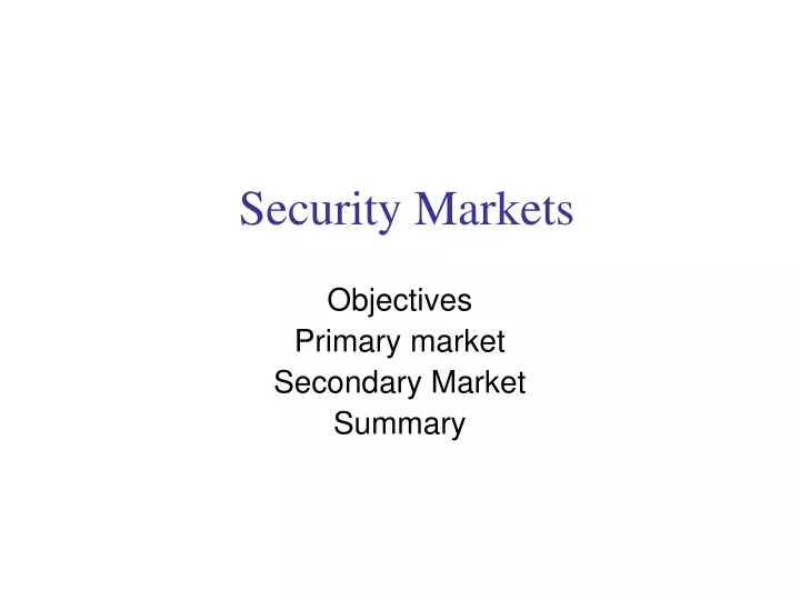 security markets