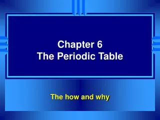 Chapter 6 The Periodic Table