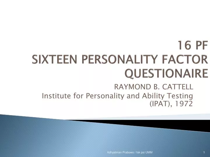 16 pf sixteen personality factor questionaire