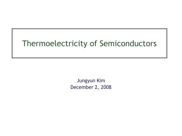 thermoelectricity of semiconductors