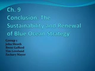 Ch. 9 Conclusion: The Sustainability and Renewal of Blue Ocean Strategy