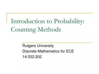 Introduction to Probability: Counting Methods