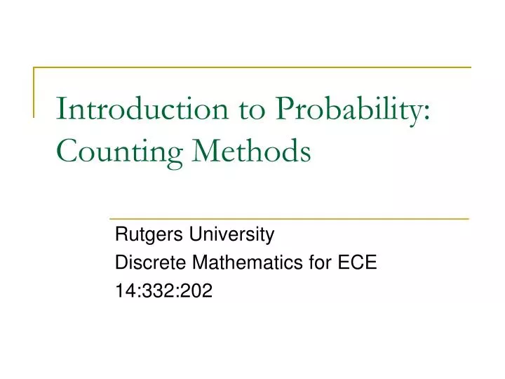 introduction to probability counting methods