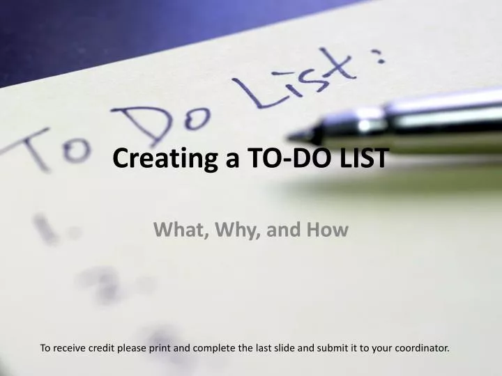 creating a to do list