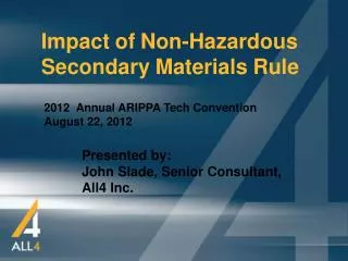 Impact of Non-Hazardous Secondary Materials Rule