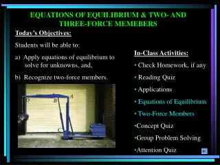 EQUATIONS OF EQUILIBRIUM &amp; TWO- AND THREE-FORCE MEMEBERS