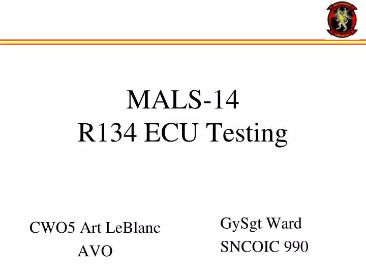 mals 14 r134 ecu testing