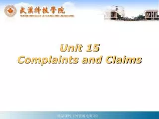 Unit 15 Complaints and Claims