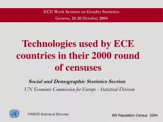 Technologies used by ECE countries in their 2000 round of censuses