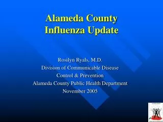 Alameda County Influenza Update