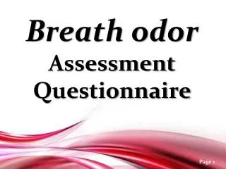 Breath odor Assessment Questionnaire