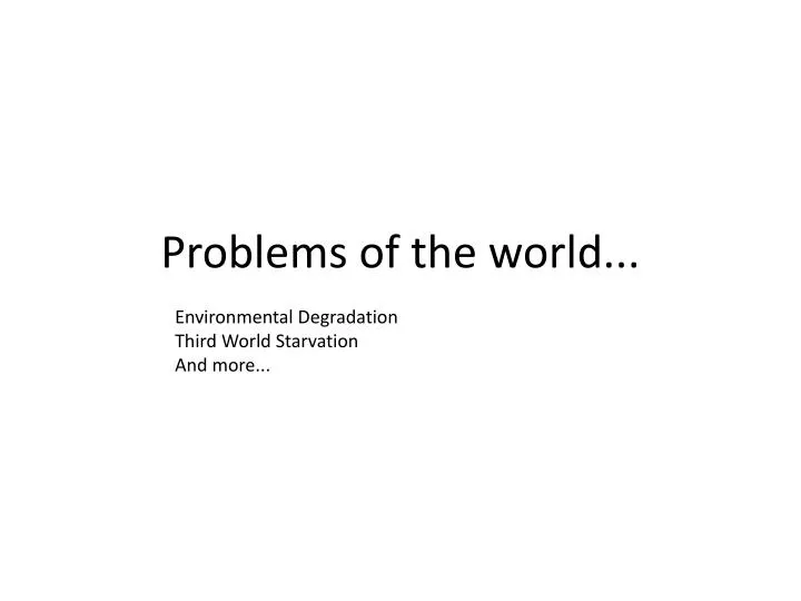 problems of the world