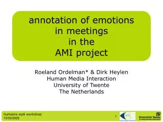 annotation of emotions in meetings in the AMI project