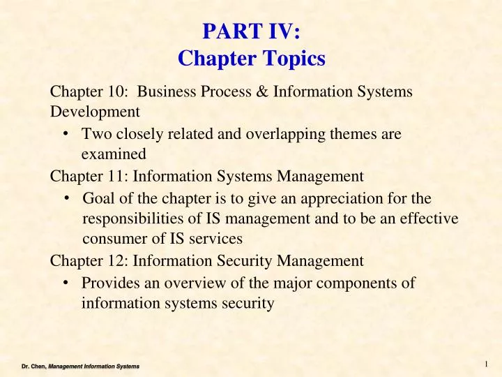 part iv chapter topics