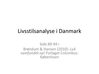 livsstilsanalyse i danmark