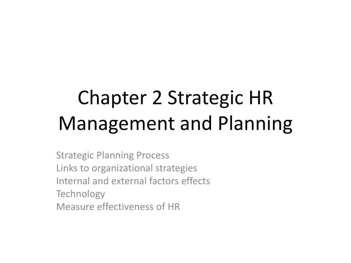 chapter 2 strategic hr management and planning