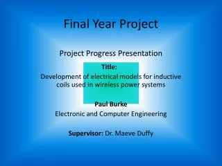 Final Year Project Project Progress Presentation