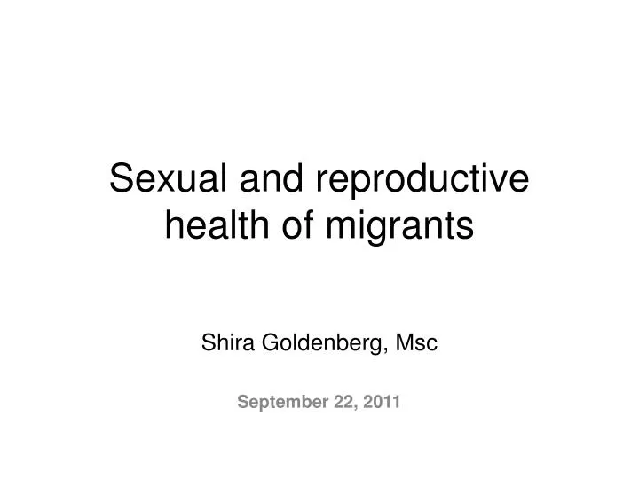 sexual and reproductive health of migrants