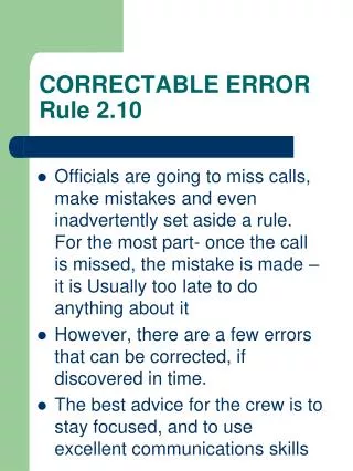 CORRECTABLE ERROR Rule 2.10