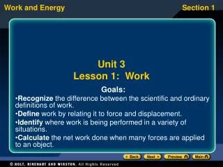 Unit 3 Lesson 1: Work