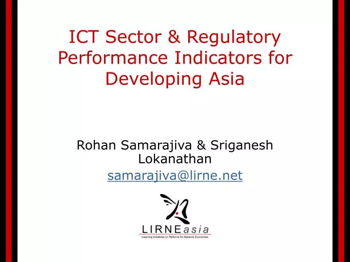 ict sector regulatory performance indicators for developing asia