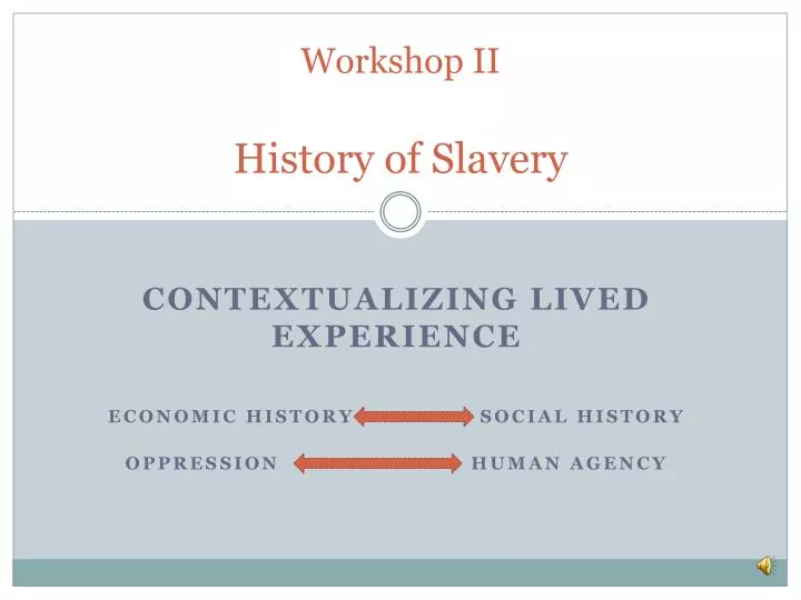 workshop ii history of slavery